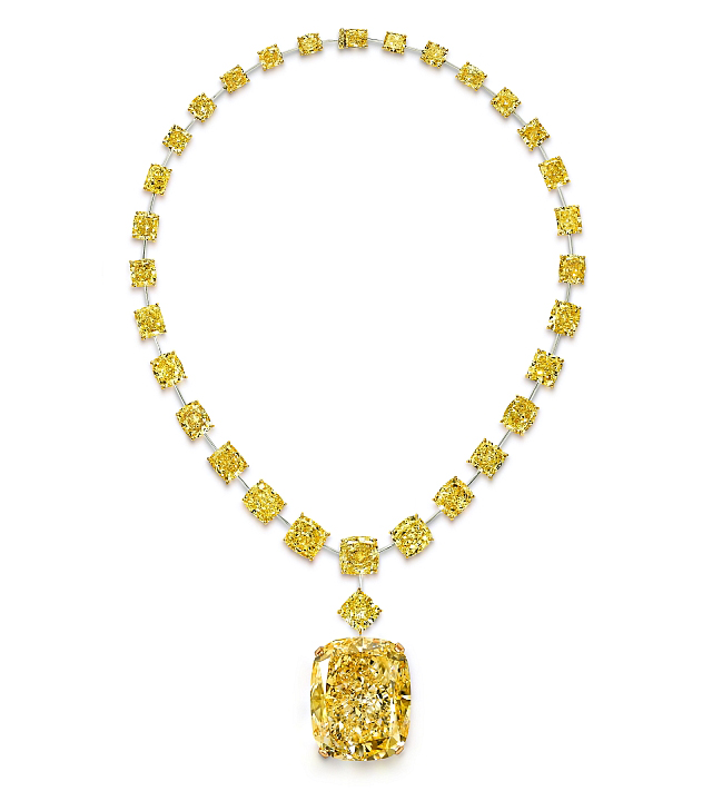 Only one in 10,000 diamonds — like, Graff’s Golden Empress pendant — has a fancy color rating. Photo courtesy Graff.