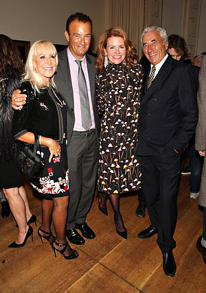 Erin Morris with creative director, Jeremy Morris;  managing director and his father, David Morris; and his wife, Suzette Morris, at the opening of the Royal Academy of Arts Ai Weiwei exhibition, sponsored by David Morris.