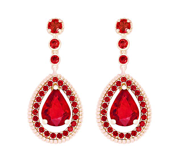Fabergé’s Devotion drop earrings boast 54 Thai rubies chosen for their exceptional color and clarity. Photos courtesy Fabergé.