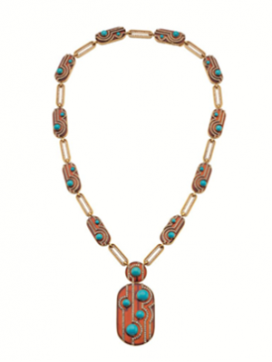 The Bulgari Parentesi necklace with turquoise detail.