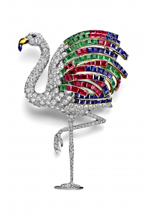 A flamingo brooch once owned by the Duchess of Windsor. Photo courtesy of Cartier.