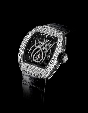 The Richard Mille RM-O1, a diamond encrusted spider tourbillon, was designed with Natalie Portman