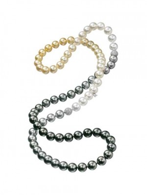A recent trend in pearls is to combine akoya and South Sea pearls to create a gradient effect. Photo courtesy of Mikimoto.