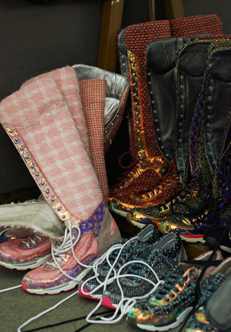 Chanel gives new meaning to trainers with these colorful designs. Photo by Oliver Sallant courtesy of Chanel.