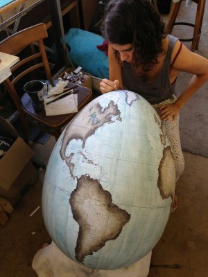 Bellerby & Co. resident artist Isis Linguanotto works on the Fabergé egg for the Big Egg Hunt. Photo courtesy Bellerby & Co.