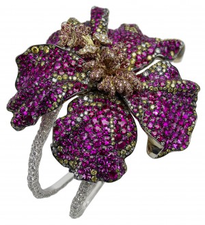 Fabergé red hibiscus cuff.