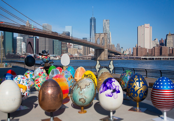All sculptures from this year's Faberge Big Egg Hunt are currently on display at Rockefeller Center. Photo courtesy: Faberge.
