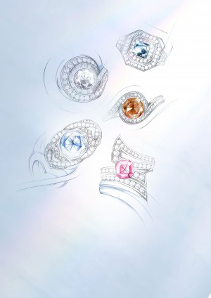 Sketches of the 1888 Master Diamonds and Creative Solitaires Collection.