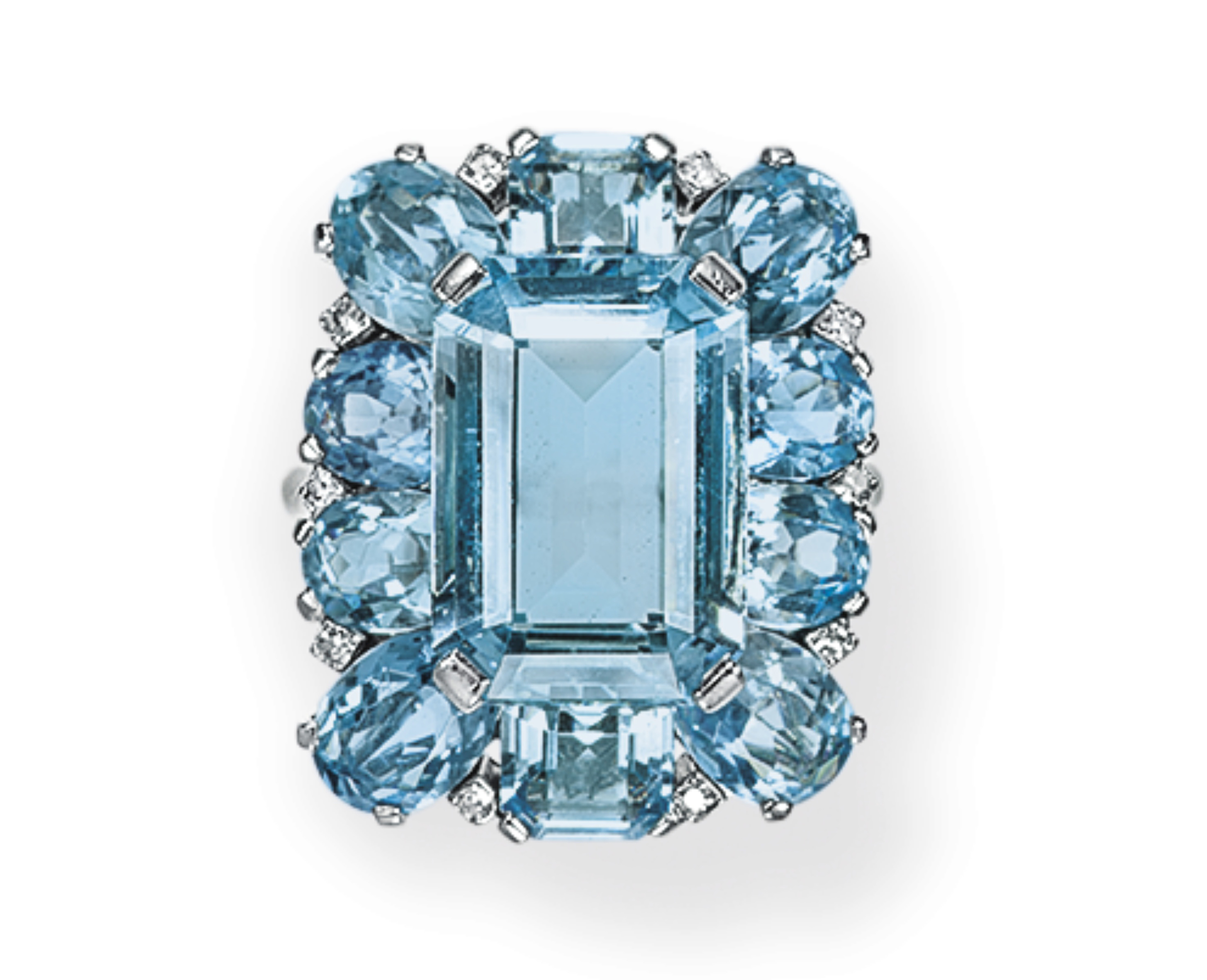 This aquamarine and diamond ring by Cartier will be auctioned at Christie’s Important Jewels sale. Photo courtesy: Christie’s New York. 