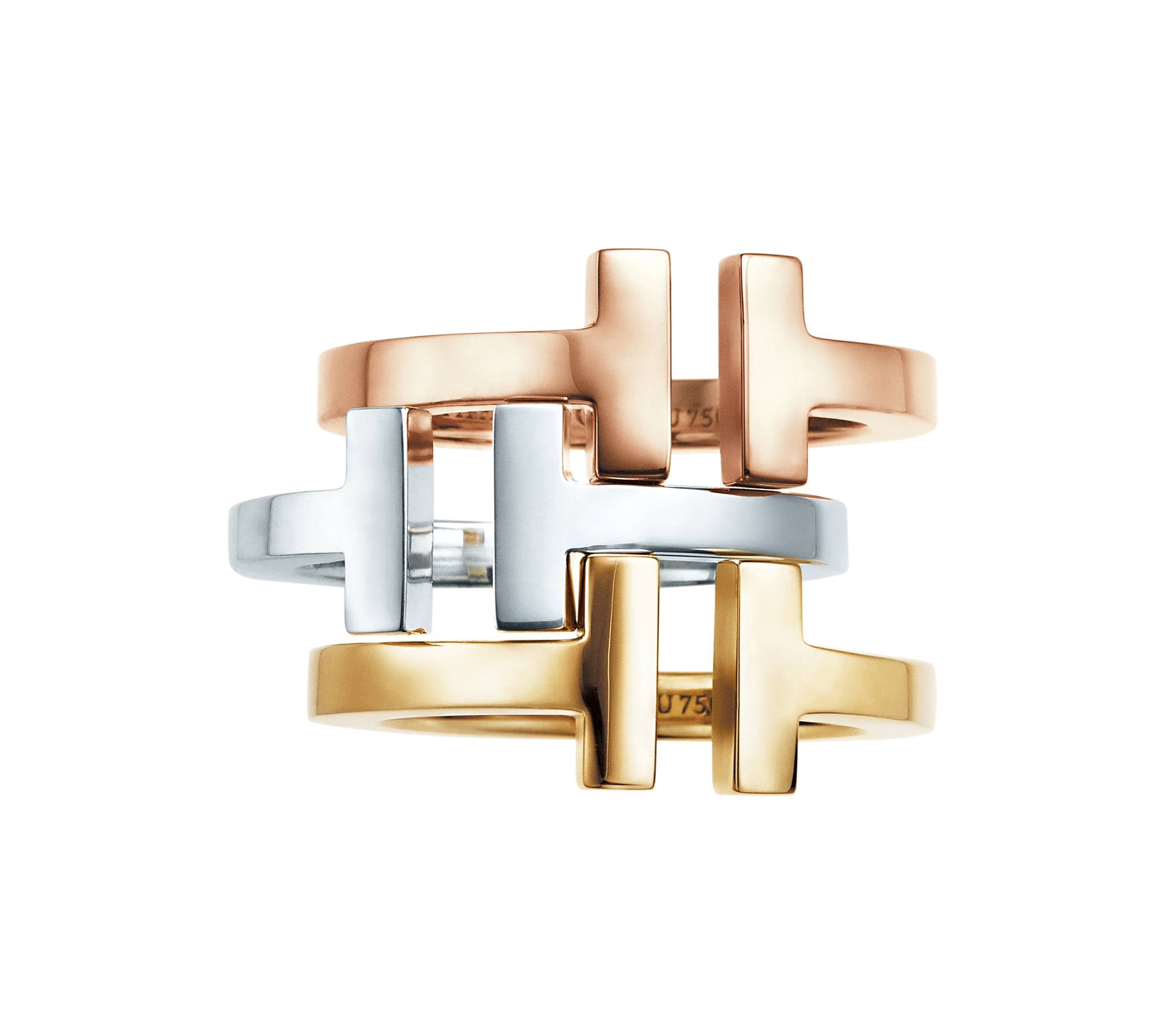 Rings in the Tiffany T collection can be worn singly or stacked for a multi-layered effect. Photo courtesy Tiffany & Co.