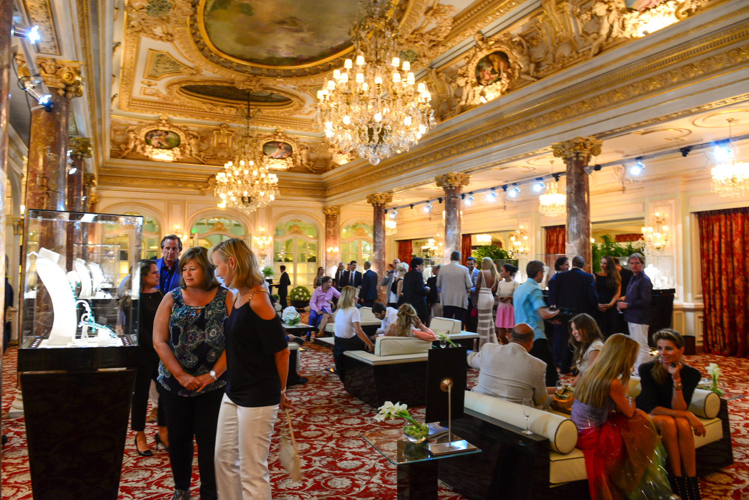 Guests at the Hotel Hermitage Monte Carlo's Jacob & Co. exhibition discover the world-class jeweler's exquisite collections. Image © Stéphane Danna/Realis, courtesy of Jacob & Co.