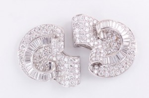 Vintage Art Deco platinum and diamond clips.