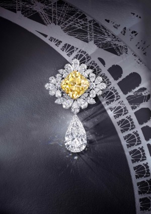 Graff’s Royal Star of Paris features the 107.46 carat Graff Sunflower and the Graff Perfection – a 100 carat D flawless stone, originally a 225 carat rough diamond. Image courtesy Graff.