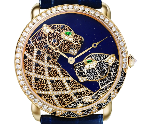 The Ronde Louis Cartier Filigree watch is powered by a 430MC manufacture caliber, protected by a scratch-resistant sapphire crystal. Photo courtesy Cartier.