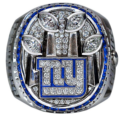 Tiffany & Co. created this Super Bowl ring for the NY Giants 2012 win. Photo courtesy New York Giants/Tiffany.