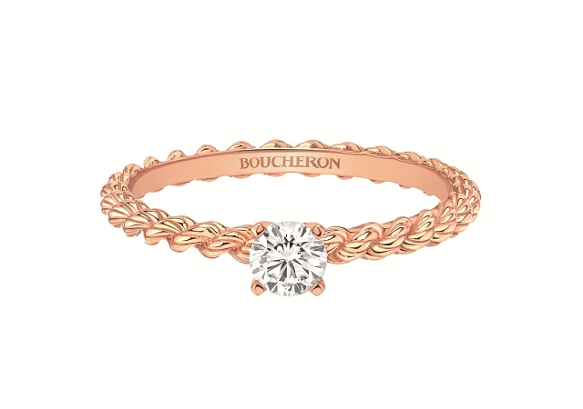 Crafted from feminine and romantic pink gold, Boucheron's newest Serpent Bohème solitaire engagement ring will be on every single gal's wish list. Photos courtesy Boucheron.