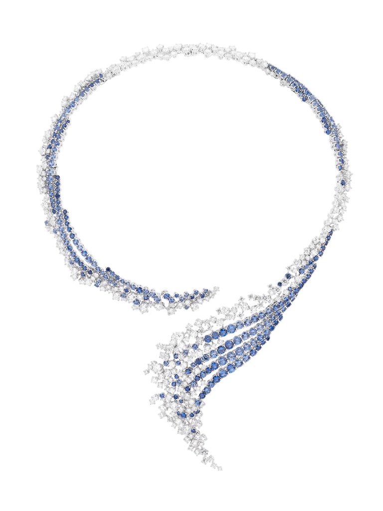 Photo cap: Boucheron's Rivage necklace, which comes alive with 533 diamonds and sapphires, is among the high-end pieces on display in Doha.