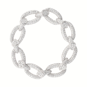 A white gold base enhances the brilliance of the slinky Serpent Bohème bangle's pavé diamonds.