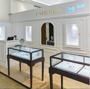 The pop-up boutique includes a Consultation Bar for clients to discuss private commissions and personalized orders. Photo courtesy Fabergé. 
