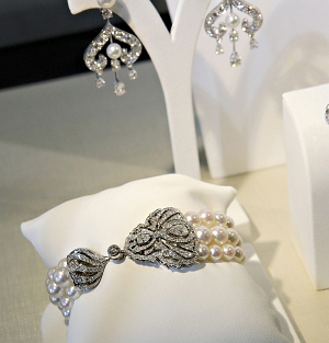 Inspired by the long-ago splendor of Russian royal courts, the artist jeweler's Imperial collection links past and present. Here, a bracelet features 4.13 carats of diamonds and three strands of Akoya pearls.