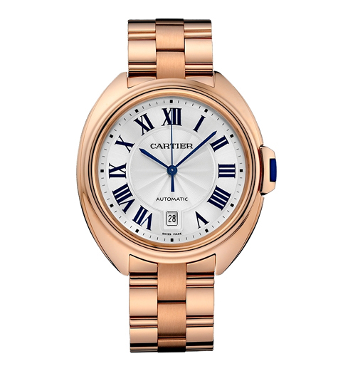 This 40 mm, 18 karat pink gold Clé de Cartier wristwatch sells for $34,900. Photo courtesy Cartier.