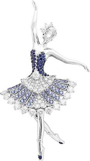 Round and pear-shaped diamonds provide a glittering backdrop for sapphires to stand out on.