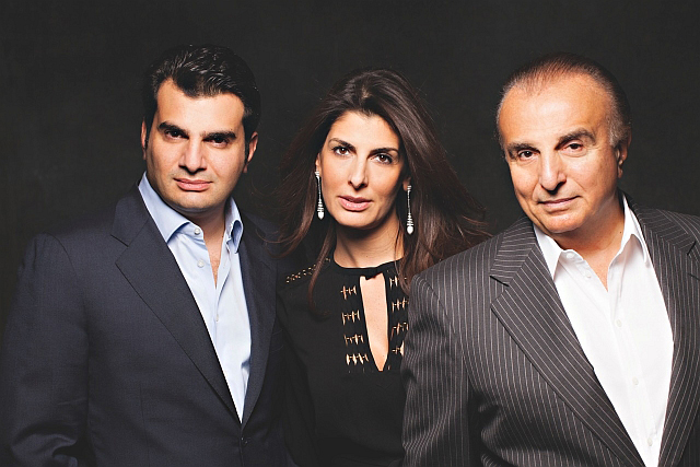 Haig Avakian (left to right), Corinne Avakian (wearing Avakian Riviera earrings), and Edmond Avakian.