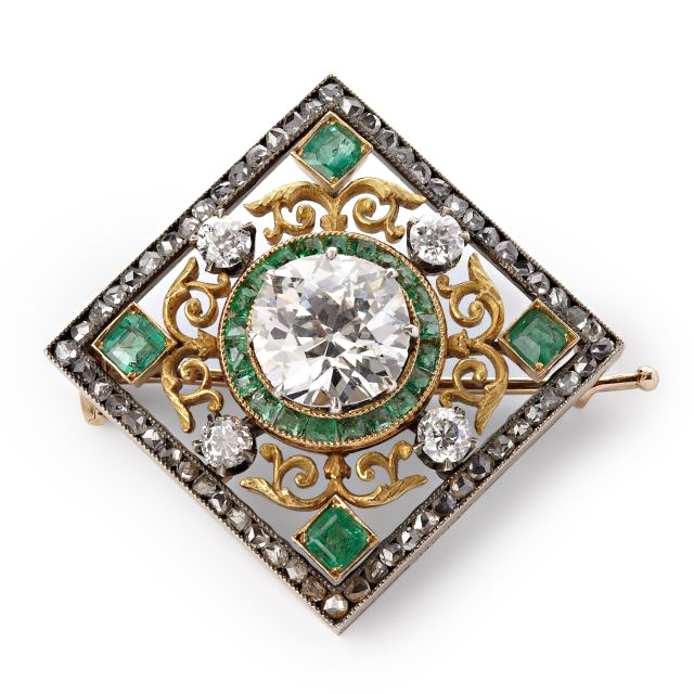 Fabergé's standalone London boutique is offering a glimpse at antique creations from the design house, including this exquisite emerald and diamond brooch. Photos courtesy Fabergé Ltd.