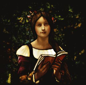 The Reader window is based on La Liseuse, a painting by Jules-Joseph Lefebvre (French, 1836-1911).