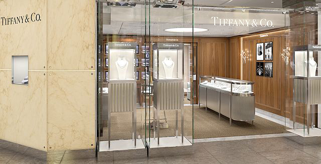 Tiffany & Co.’s 700-square foot statement and fine jewelry boutique recently relocated to Harrods. Photo courtesy Tiffany & Co. 