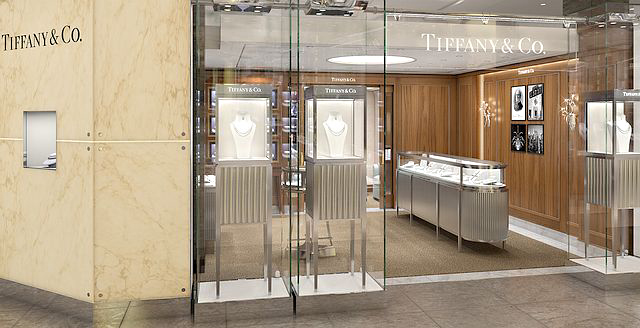 Tiffany & Co.’s 700-square foot statement and fine jewelry boutique recently relocated to Harrods. Photo courtesy Tiffany & Co.