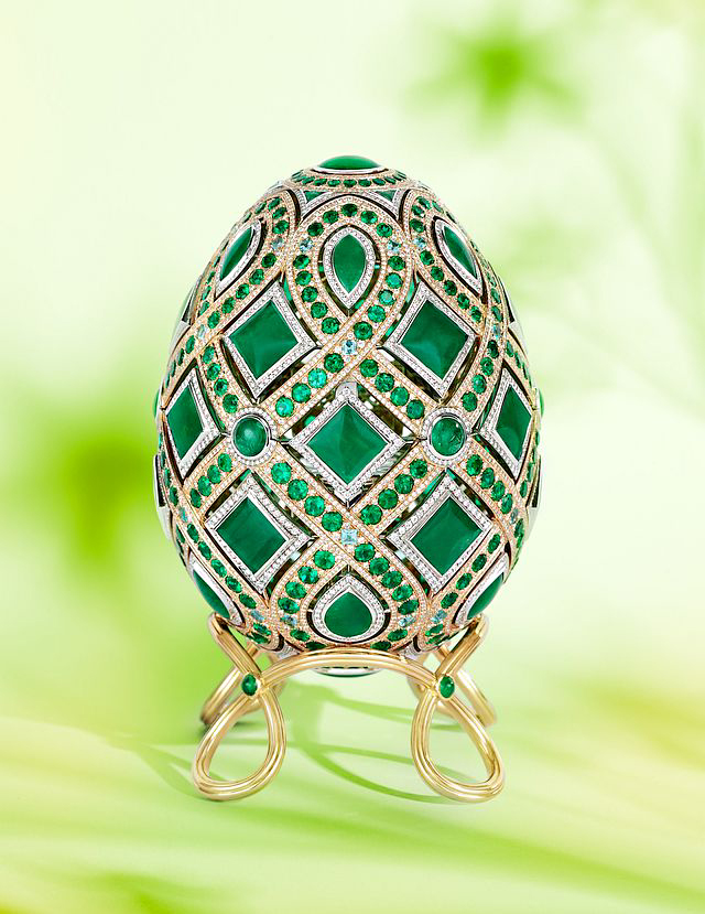 The Four Seasons Spring Egg made its grand entrance at Dorfman Jewelers in Boston in October. Photo courtesy Fabergé. 