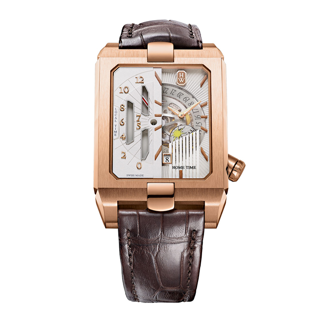 The Avenue Dual Time Automatic comes with 32 jewels and 28,800 vibrations per hour. Photo courtesy Harry Winston.
