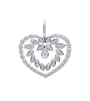 Harry Winston’s Diamond Cluster Heart charm comes with 60 pear-shaped and round brilliant diamonds. Photo courtesy Harry Winston.