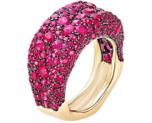 Fabergé's new, downsized Emotion rings are still set with hundreds of gemstones. Photos courtesy Fabergé. 