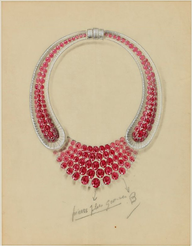  A 1939 sketch by René-Sim Lacaze for Van Cleef & Arpels is among the pieces included in “Masters of Design.” Photos courtesy Sotheby’s London.