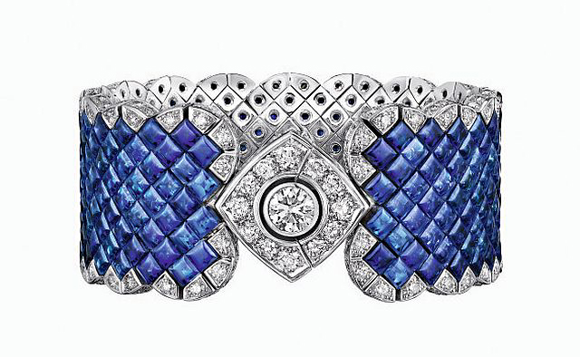 Chanel’s Signature Ultime bracelet glows with 222 diamonds and 265 square-cut sapphires. Photos courtesy Chanel.