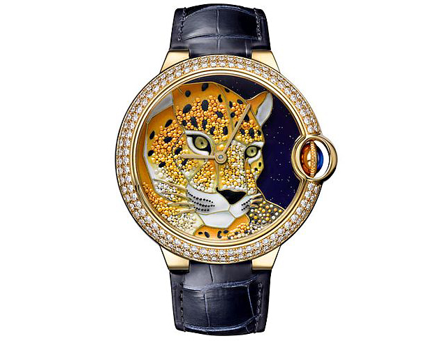 Cartier’s new timepiece is set with 43 brilliant-cut diamonds. Image courtesy Cartier.