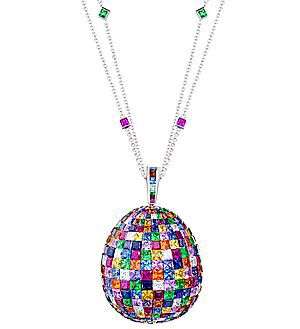 More than 450 princess-cut stones sparkle on the multicolored version. 