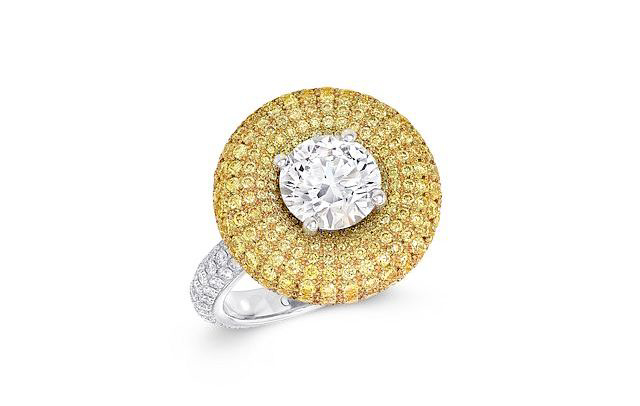 The Halo ring’s dome of vivid diamonds creates a powerful impact. Photos courtesy Graff Diamonds. 