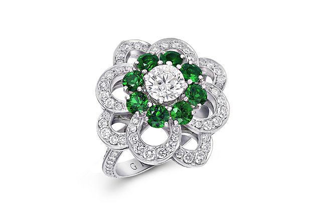 Graff’s signature stones — rubies, emeralds, sapphires, and white diamonds — once again take center stage in the Rosette collection. Photos courtesy Graff Diamonds.