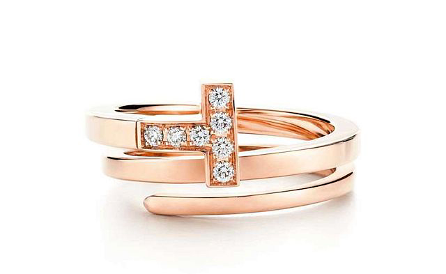 1.The Tiffany T wrap ring comes with diamonds set in 18K rose gold. Photo courtesy Tiffany & Co.